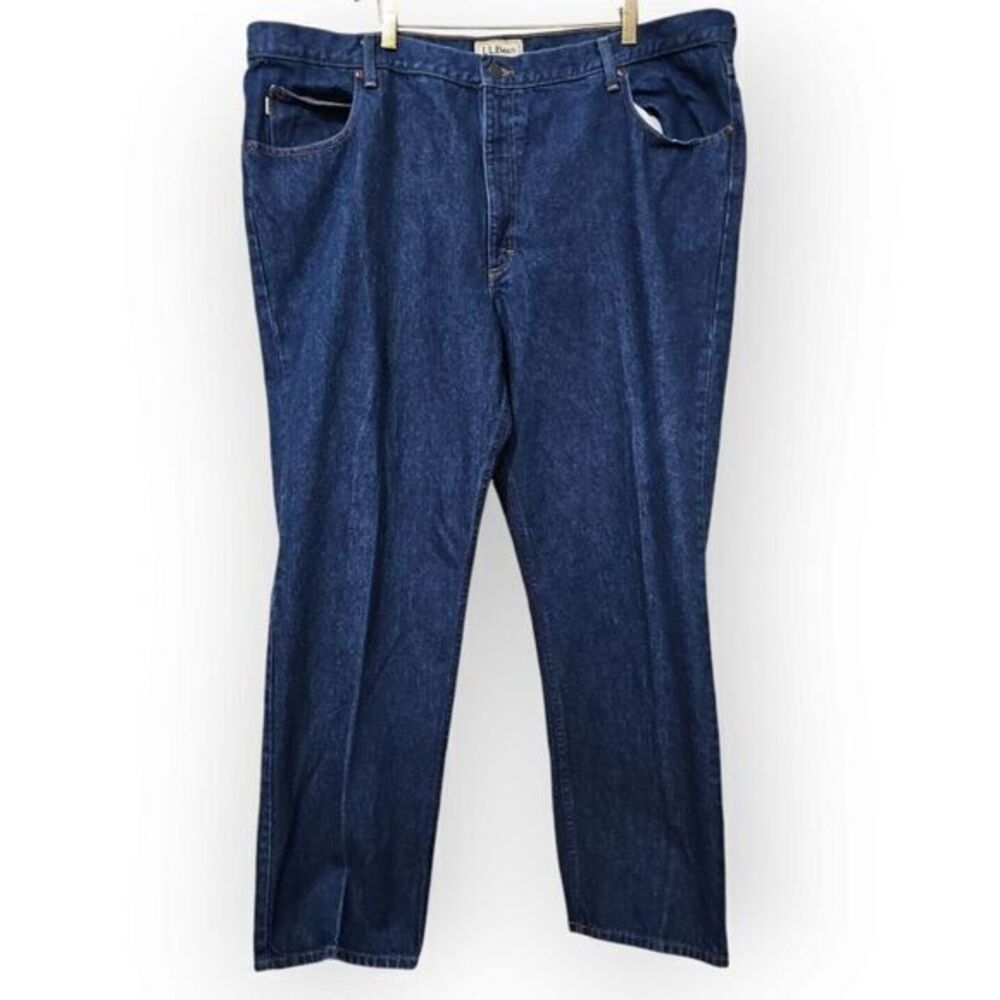 LL Bean Dark Wash Denim Blue Jeans Mens 46 x 32‎ 100% Cotton
